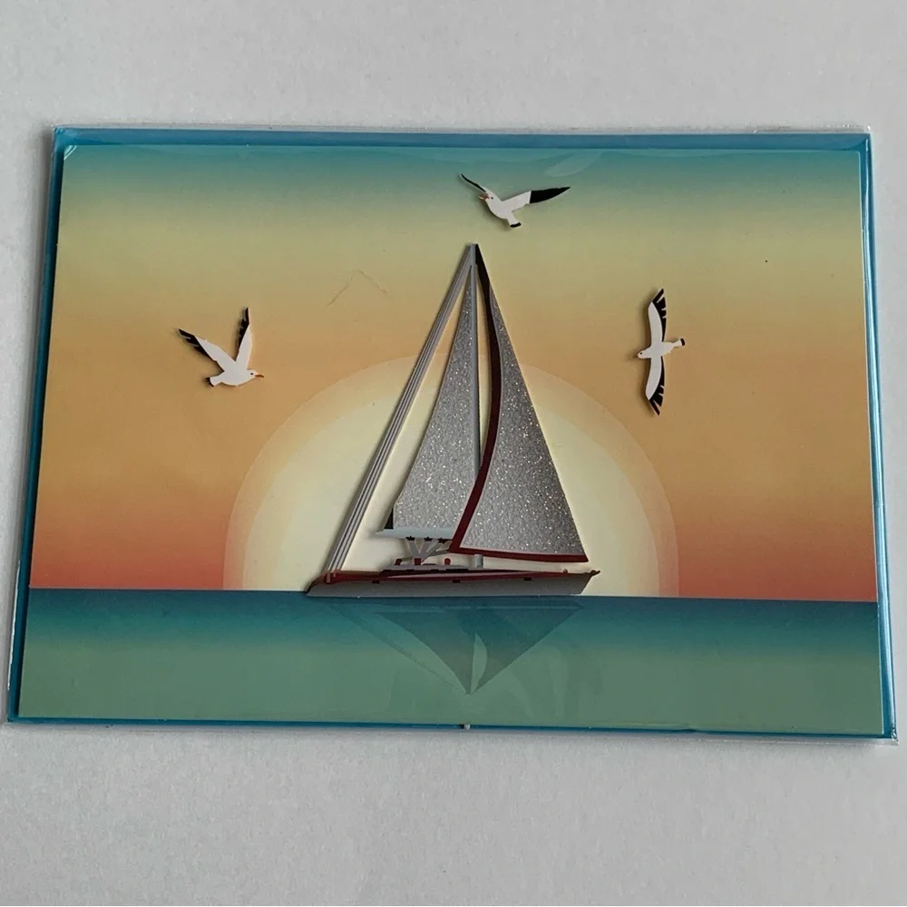 BURGOYNE Fun Colorful Accessorized Blank Note Cards Stationary Set of 3